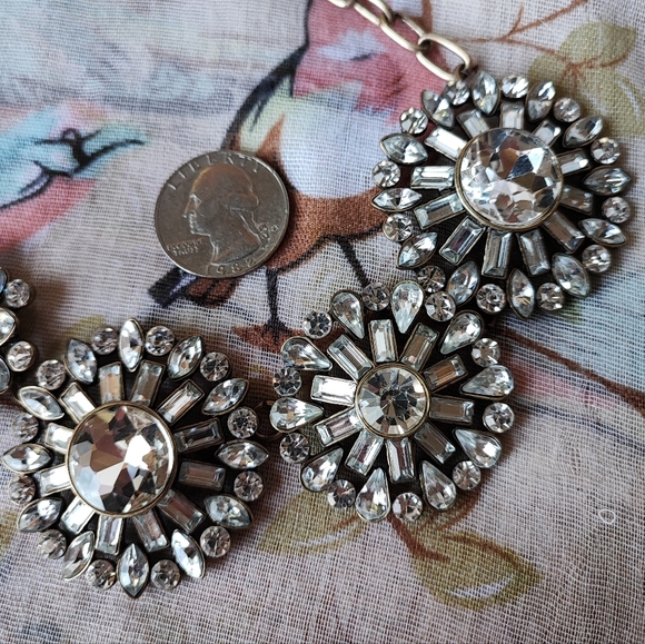 Leslie Danzis Signed Clear Rhinestone Statement Necklace Brass Tone Baguettes - Picture 7 of 15